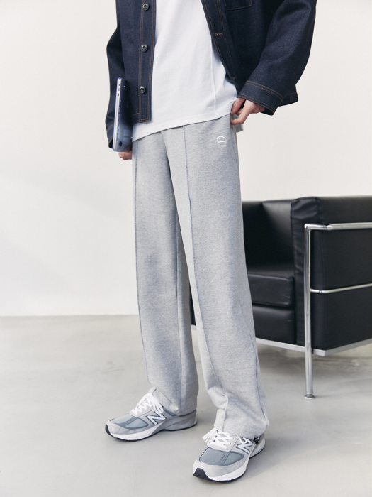 UNISEX LOGO CREASE SWEATPANTS MELANGE GREY_M_UDPA1E103G2