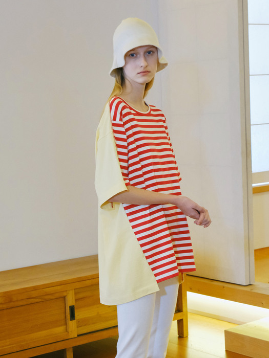 Colorblocked  Stripe T-Shirt_Red