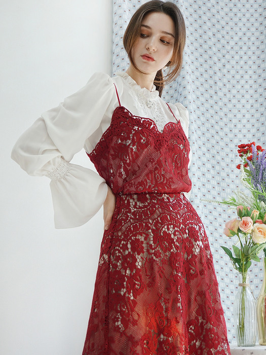 Red lace sleeveless