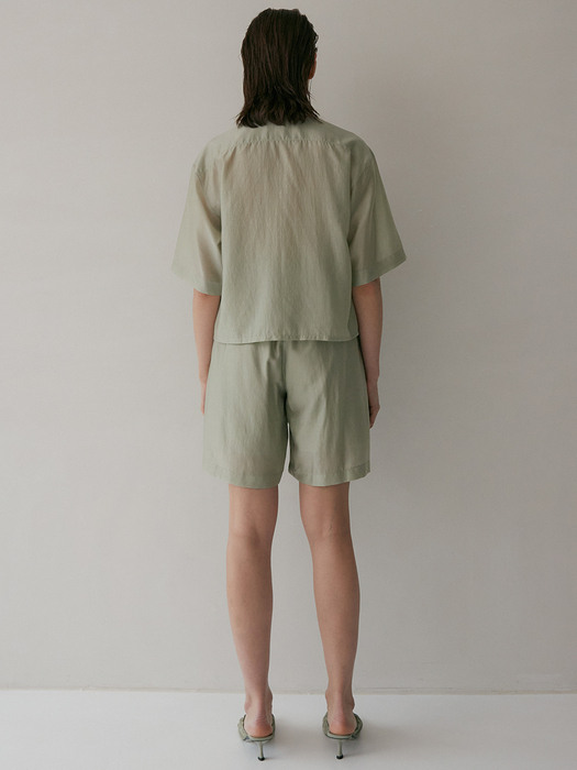 Tencel Shirt & Shorts Matching Set (Fog Green)