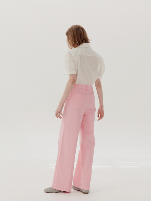 [N]BORAMAE Wide leg trousers (Beige/Vivid pink)