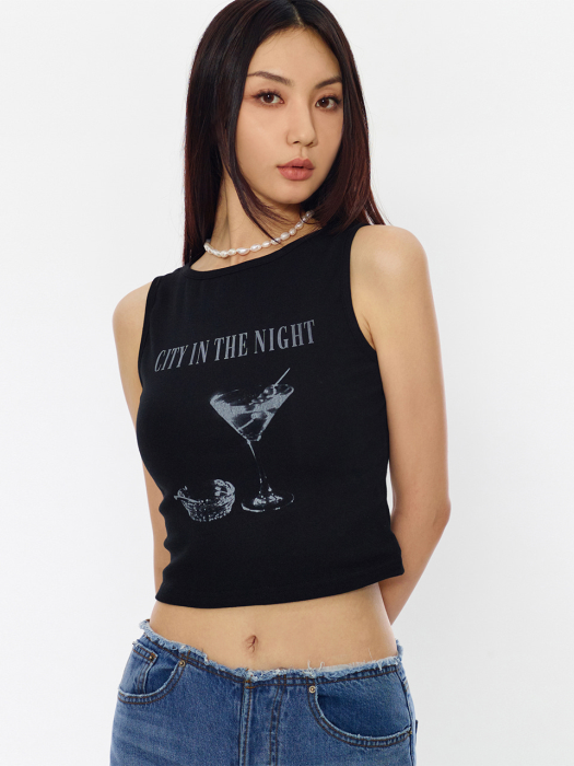 C COCKTAIL BOAT-NECK TANK TOP_BLACK