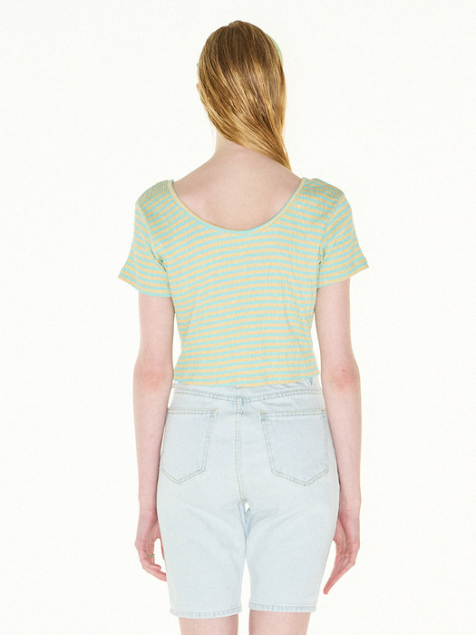 Knotted stripe t-shirts (Mint+Yellow)