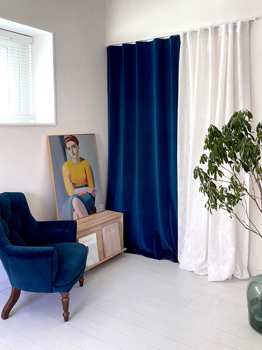 VELVET CURTAIN - COBALT BLUE