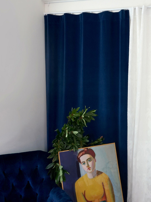 VELVET CURTAIN - COBALT BLUE