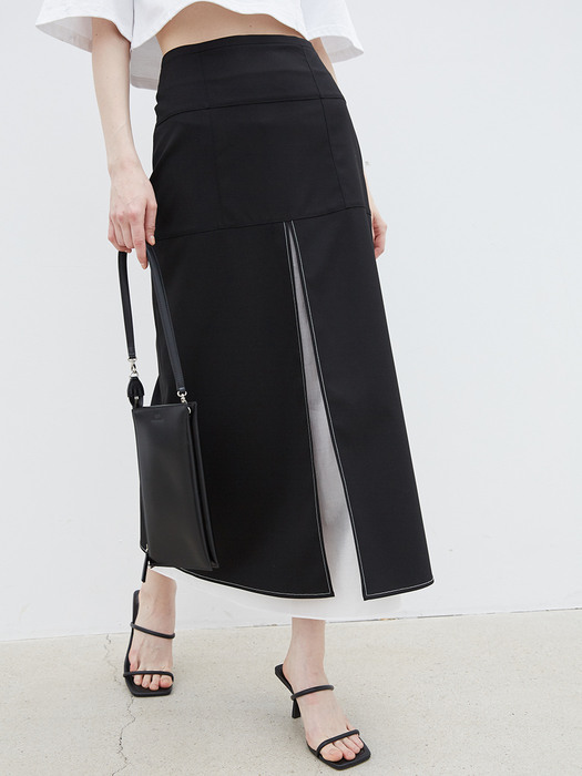 21SS_Layered Slit Skirt (Black)