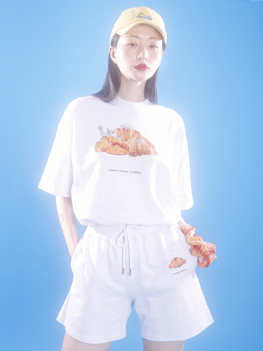 0 4 croissant shorts - WHITE MELANGE