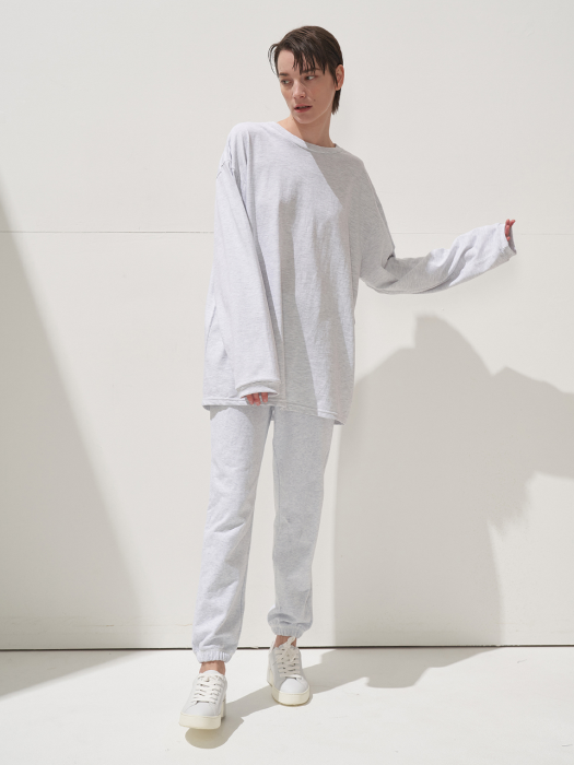 BASIC TYPE TRACK SUIT - BOTTOM_MELANGE IVORY