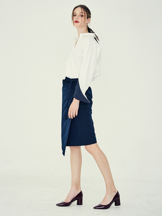 [리퍼브]LE WRAP SKIRT(NAVY)