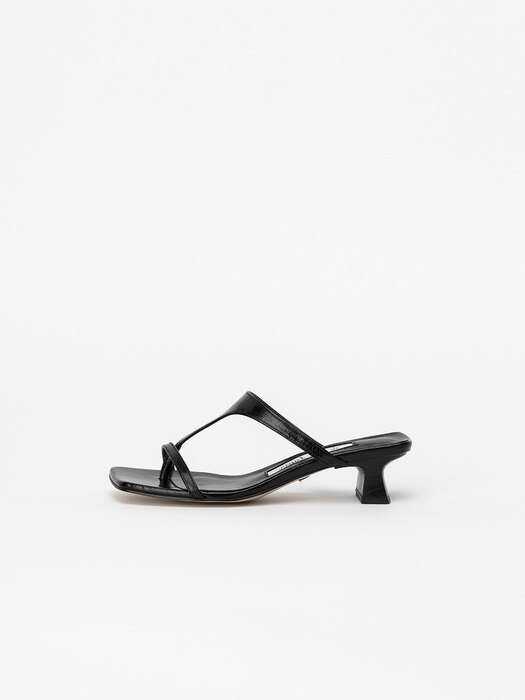 Josette Thong Mules in Textured Black