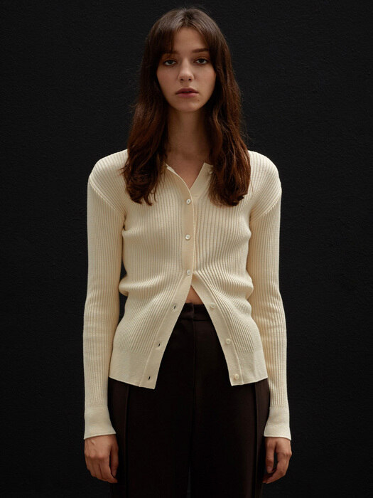 FW21 Modal-blend ribbed-knit cardigan beige