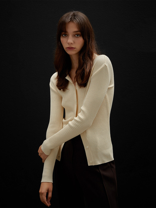 FW21 Modal-blend ribbed-knit cardigan beige