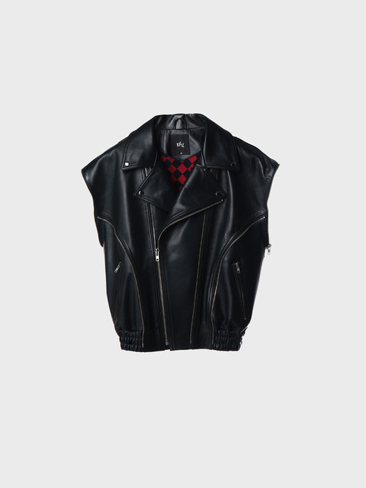 Oversize Multizippered Leather Biker Jacket(UNISEX)_UTH-FR01 
