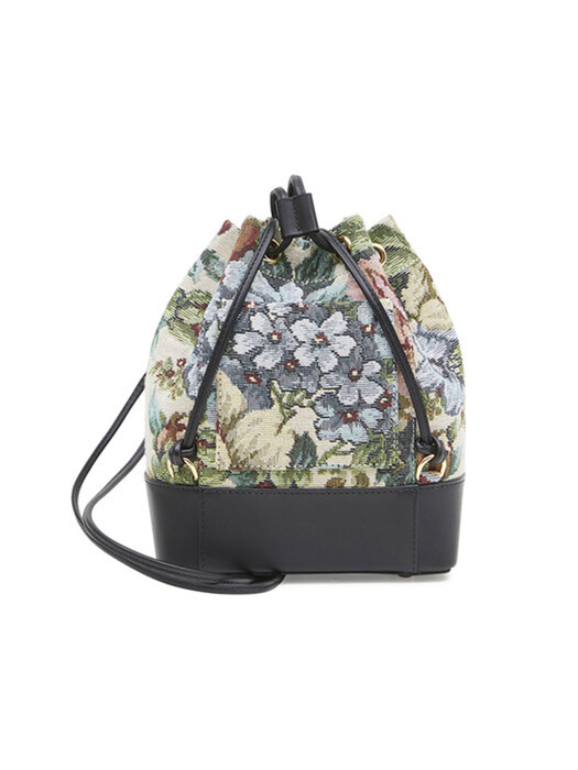 [EXCLUSIVE]  Floral Jacquard Mini Backpack with Gold EENK Logo - Beige Multi/Black