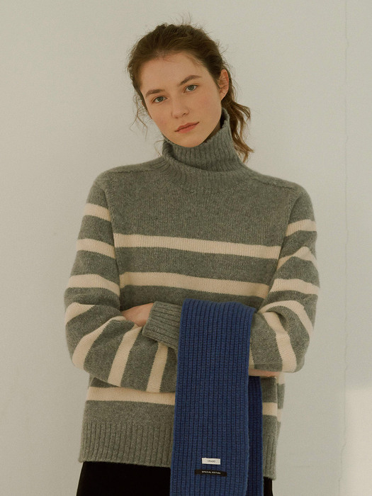 Stripe wool turtleneck