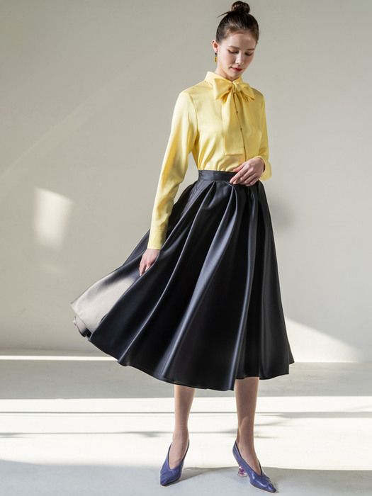 Wool silk full skirt in darkgrey
