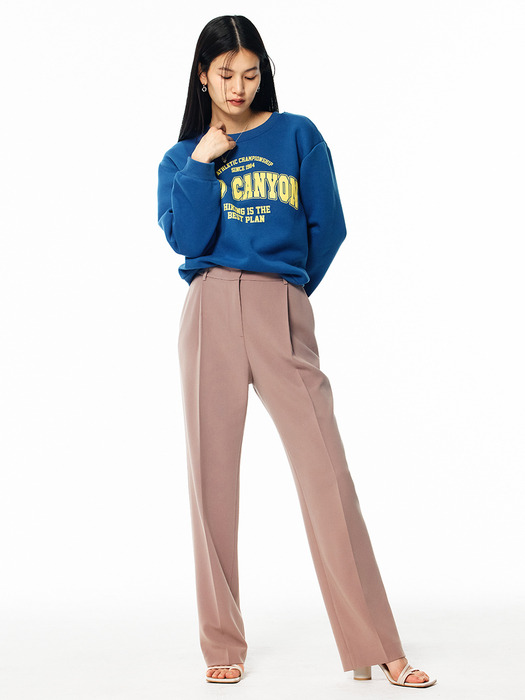 [Drama Signature] Pleated Straight Trousers_ROSE BEIGE