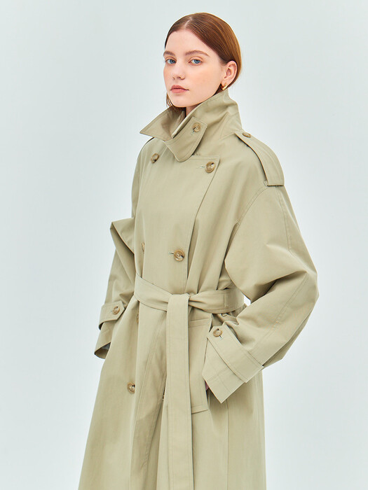 BASIC COTTON TRENCH COAT(ash forest)