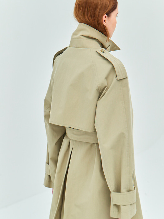 BASIC COTTON TRENCH COAT(ash forest)