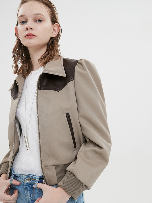 Lunar Western 2-Way Zip Blouson / Beige