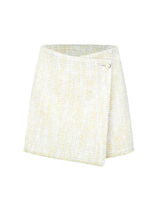 LEMON TWEED WRAP SKIRT (LIGHT YELLOW)