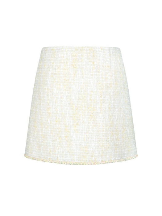 LEMON TWEED WRAP SKIRT (LIGHT YELLOW)