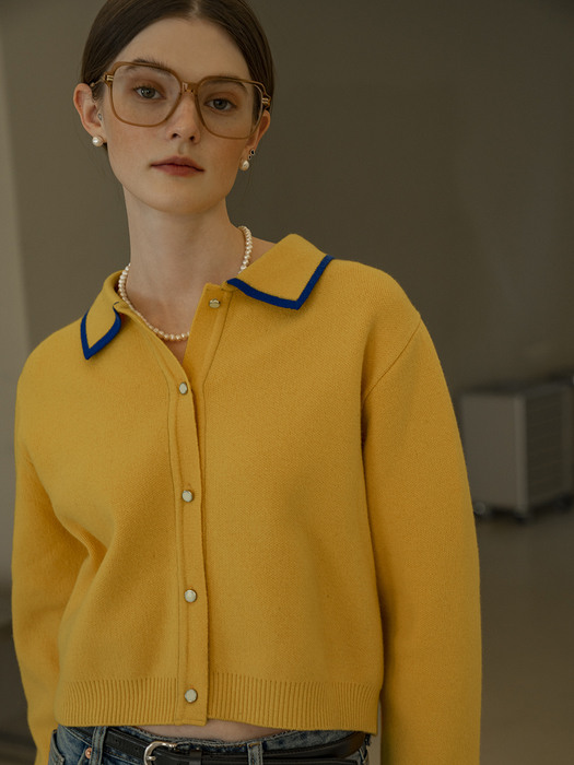 SI SKN 2028 extra fine wool knit cardigan_Freesia yellow