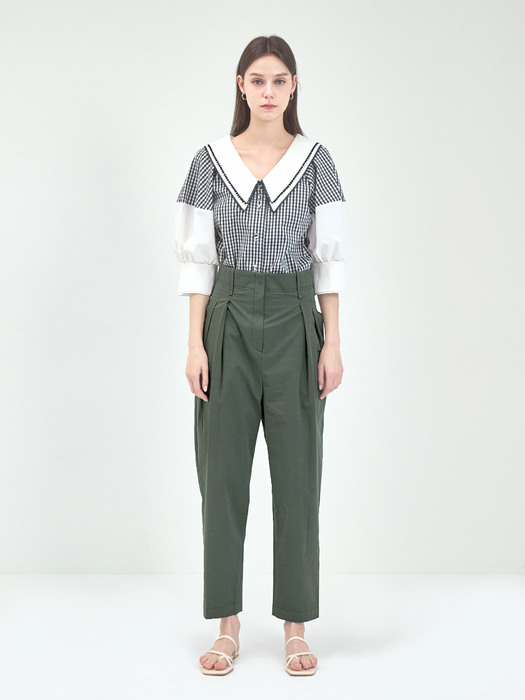 HIGH WAIST BAGGY PANTS-KHAKI