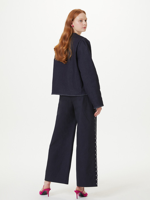 ROUND SIDE CUT PANTS (NAVY)