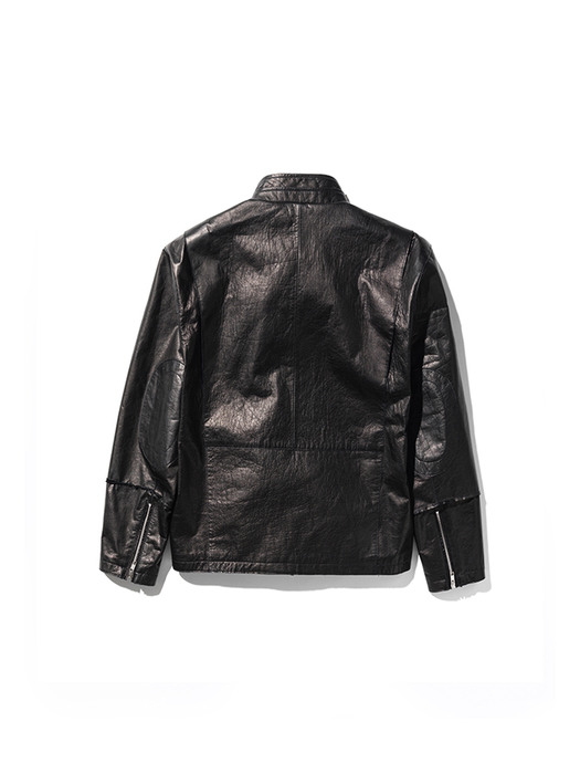 Moto Cowhide Leather Jacket (Black)