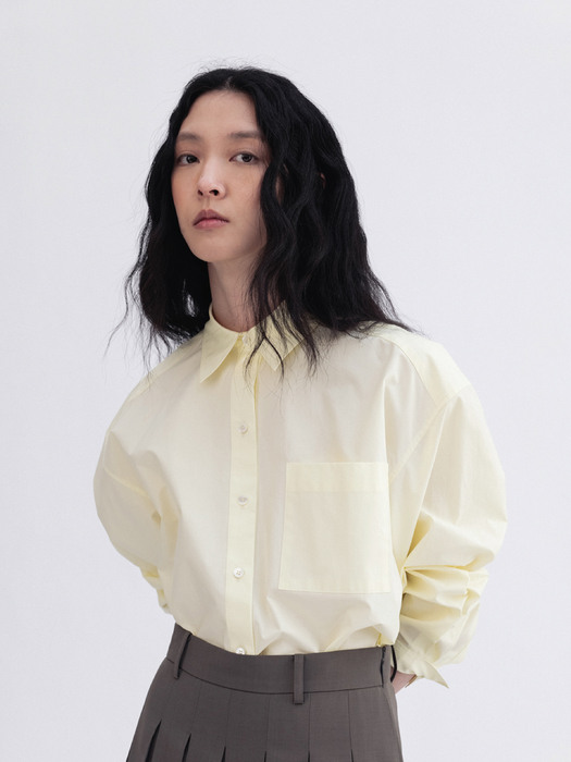 Cotton Cropped Shirt / Lemon