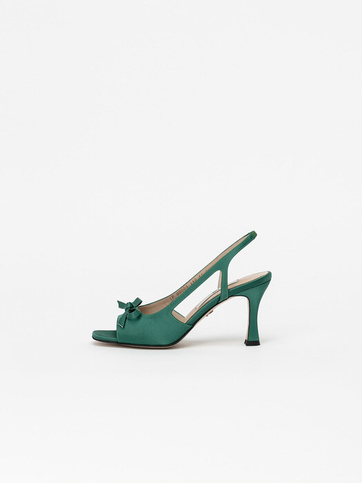 Pansy Open-toe Slingback Sandals in Lush Green Silk