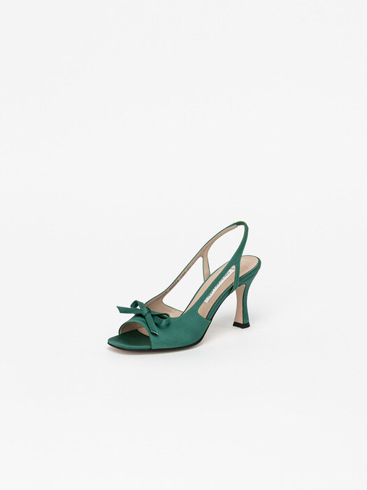 Pansy Open-toe Slingback Sandals in Lush Green Silk