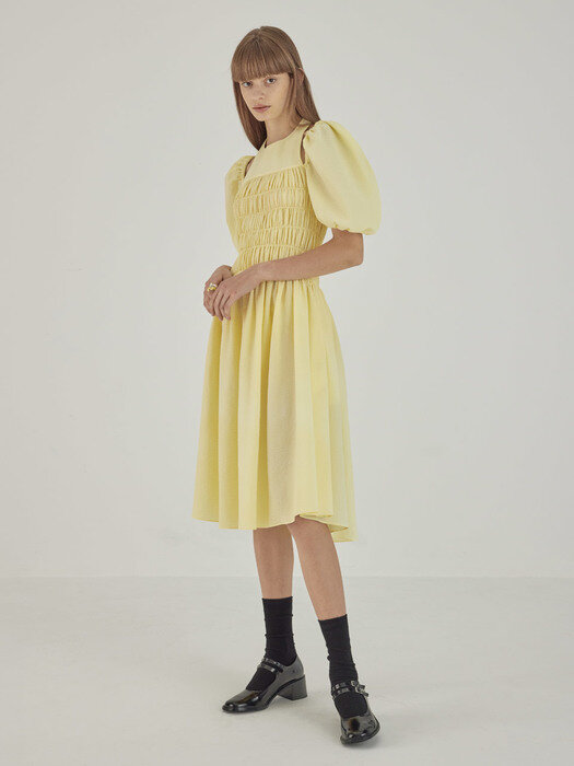 Smocked Halterneck Dress_Lemon