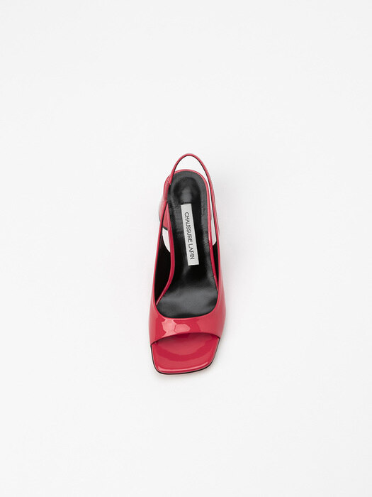 Solarim Opentoe Slingback Pumps in Flame Scarlet Patent