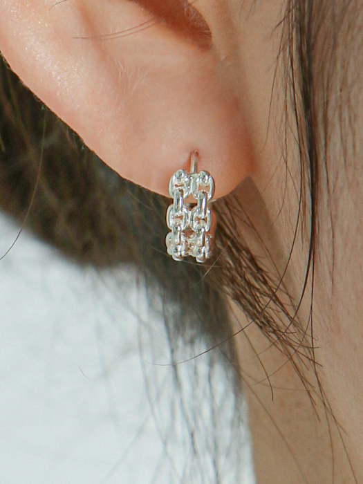 Double Chain Rink Silver Earring Ie275 [Silver]