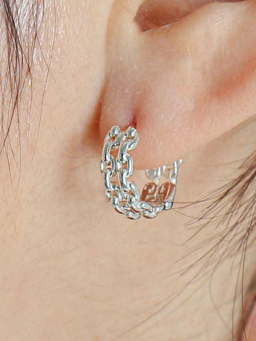 Double Chain Rink Silver Earring Ie275 [Silver]