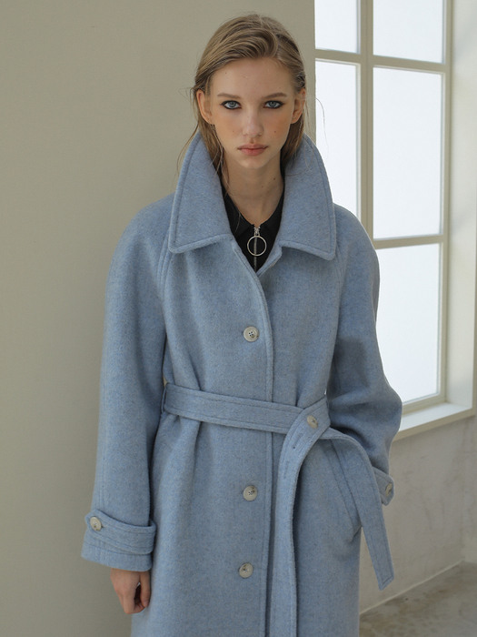 RAGLAN WOOL COAT / BLUE