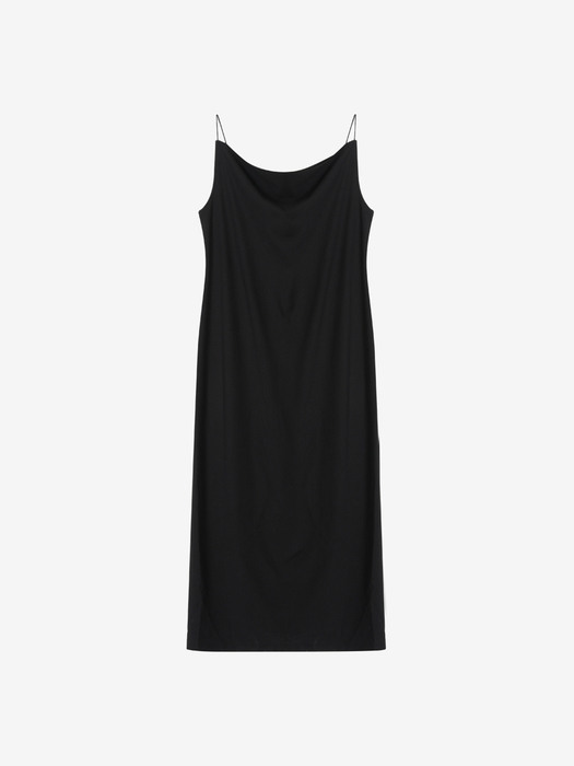 WOOL BLEND STRAP DRAPE DRESS