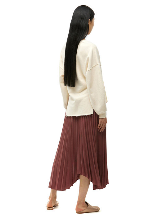 Folded Pleats Skirt_Brick Red