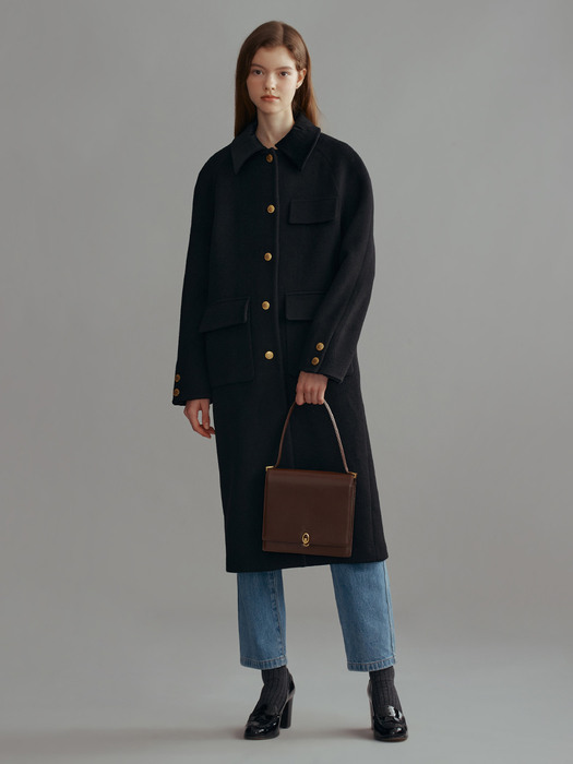 BAKER H-line wool long coat (Black)