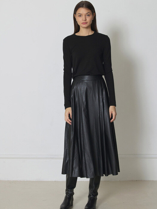 [ver.2022 Winter New] Leather full pleats skirt