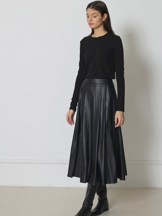 [ver.2022 Winter New] Leather full pleats skirt