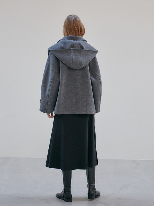 22WN duffle hoody half coat [GY]