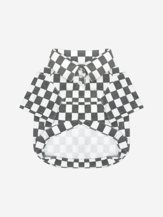 CHECKERBOARD COLLAR TSHIRT-GRAY(카라티)