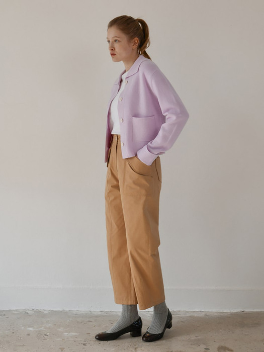 Cashmere Blended Wide Collar Cardigan  lavendarPurple (WE315AC20T)