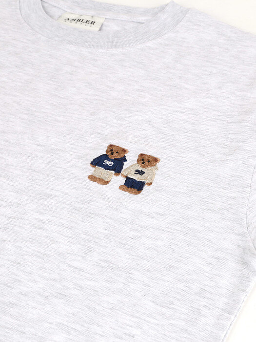 Twinlook bear Over fit T-Shirts AS902 (White-Melange)