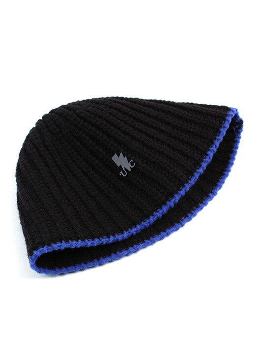 Blue Edge Black Knit Bucket Hat 니트버킷햇