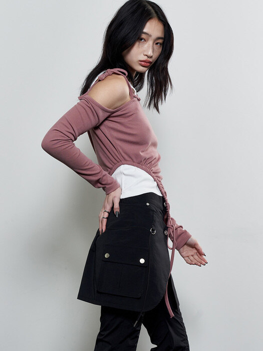 Arm Warmer Cut-Out Top (DUSTY PINK)