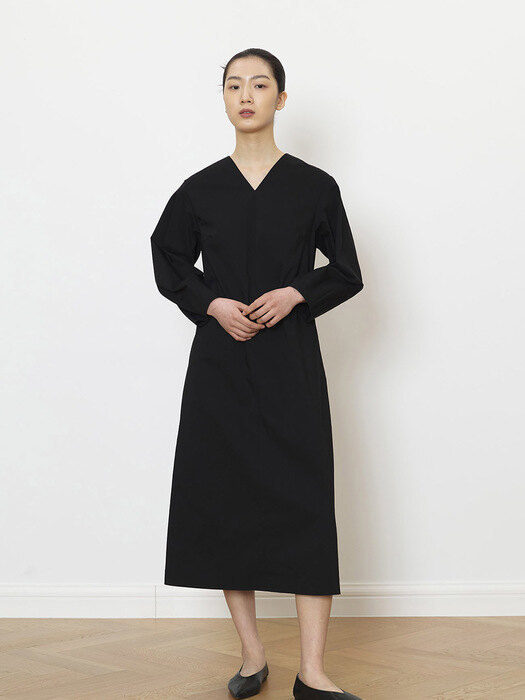 Lined volume cotton dress real black